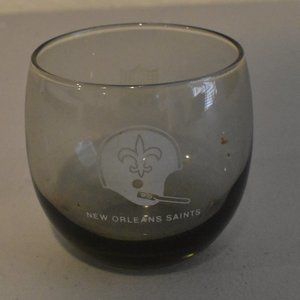 Vintage 1970's NFL Football New Orleans Saints Smoked Glass Low Ball Bar Glass